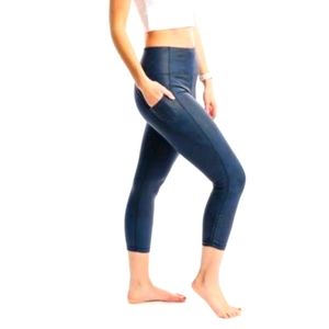 ZYIA Blue Distressed High Rise 7/8 Leggings